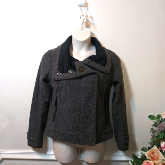 Lululemon Audrey Charcoal & White Tweed, Moto Inspired Fleece Lined Jacket - Picture 3 of 13